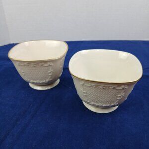 Set of 2 Lenox Canterbury Candy Dishes Ivory Cream Gold Trim Porcelain